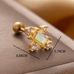 Gold color / 1 Piece Simple Series Classic Rectangle Titanium Steel   Gold Color Zircon Women's Stud Earrings Picture2